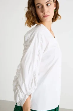 Camicia con maniche arricciate - Bianco