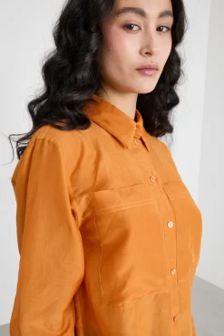 Camicia con maxi tasche - Arancione