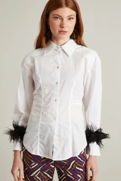 Camicia con motivo arricciato - Bianco