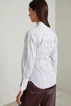 Camicia con motivo arricciato - Bianco Blu