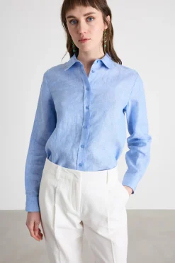 Camicia con motivo gessato - Azzurro