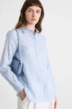 Camicia con motivo gessato - Azzurro Bianco