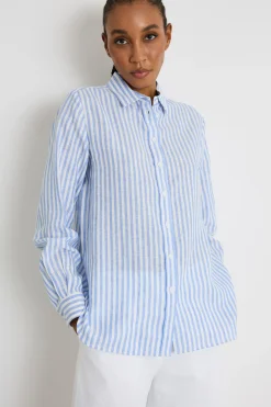 Camicia con motivo gessato - Azzurro Bianco