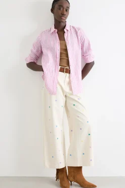Camicia con motivo gessato - Rosa Bianco