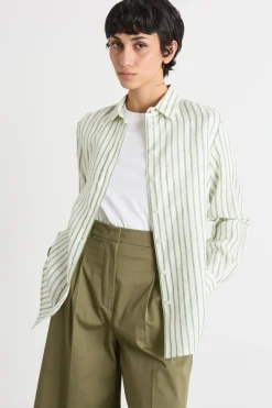 Camicia con motivo gessato - Verde Bianco