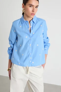 Camicia con paillettes - Azzurro