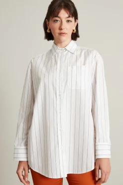 Camicia con pannello in seta - Bianco Crema