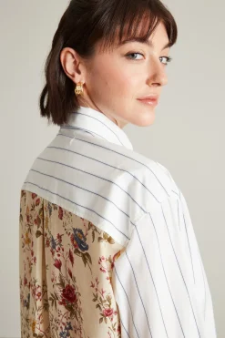 Camicia con pannello in seta - Bianco Crema