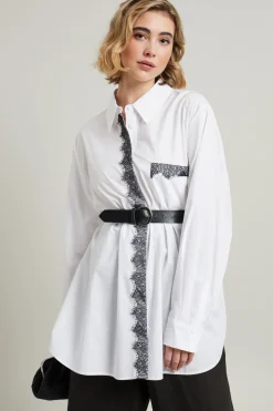 Camicia con pizzo - Bianco