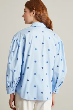 Camicia con ricami - Celeste