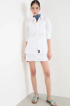 Camicia con ricami sangallo - Bianco