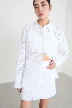 Camicia con ricami sangallo - Bianco