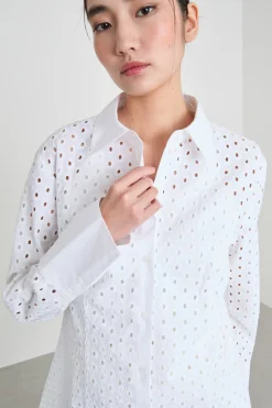 Camicia con ricami sangallo - Bianco