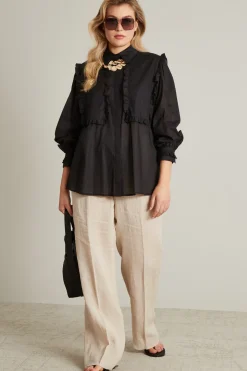 Camicia con ruches - Nero