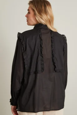 Camicia con ruches - Nero
