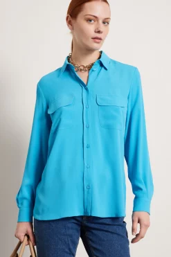 Camicia con tasche applicate - Azzurro