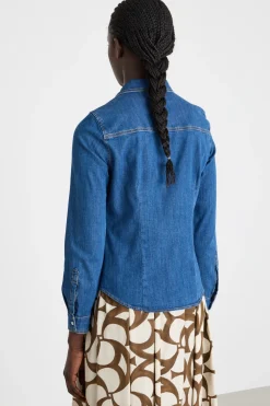 Camicia con tasche applicate - Blu