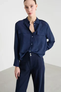 Camicia con tasche - Blu