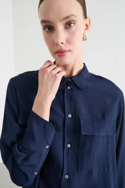 Camicia con tasche - Blu