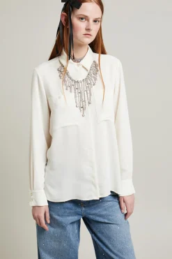 Camicia con taschini al petto - Avorio