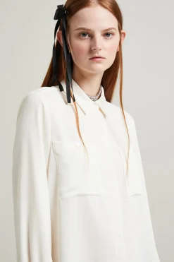Camicia con taschini al petto - Avorio