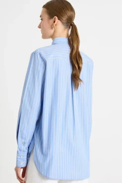 Camicia con taschino ricamato - Azzurro