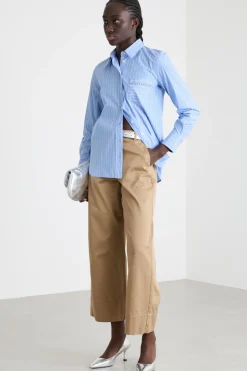 Camicia con taschino ricamato - Azzurro Cammello