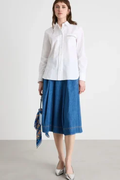 Camicia con taschino ricamato - Bianco