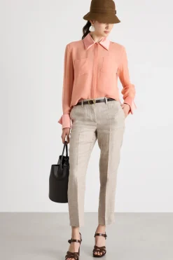 Camicia crop in georgette - Rosa