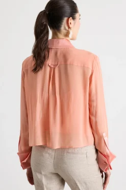 Camicia crop in georgette - Rosa