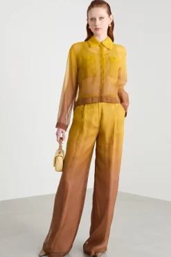 Camicia crop in organza - Giallo