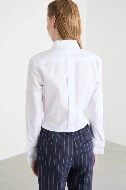 Camicia crop in popeline - Bianco