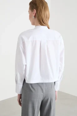 Camicia crop in popeline - Bianco