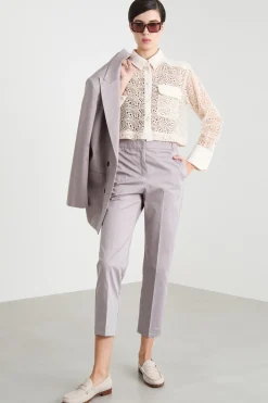 Camicia crop in tulle ricamato - Bianco