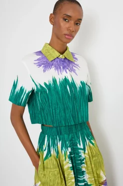 Camicia crop stampata - Verde