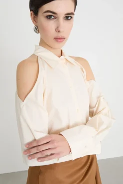 Camicia cut-out in popeline - Avorio