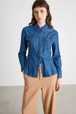 Camicia di jeans con taschinI - Blu