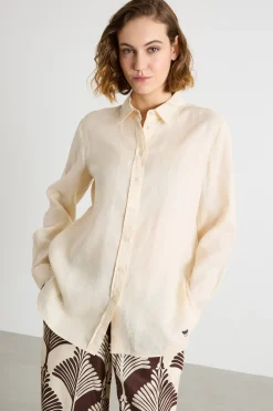 Camicia dritta con fondo stondato - Avorio