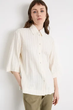 Camicia dritta con maniche corte - Bianco