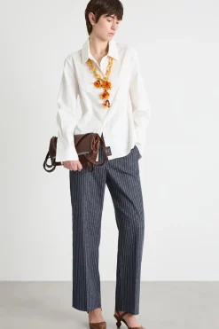 Camicia dritta con polsini alti - Bianco