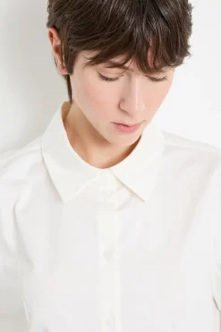 Camicia dritta con polsini alti - Bianco