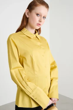 Camicia dritta con polsini alti - Giallo