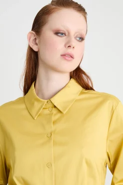 Camicia dritta con polsini alti - Giallo