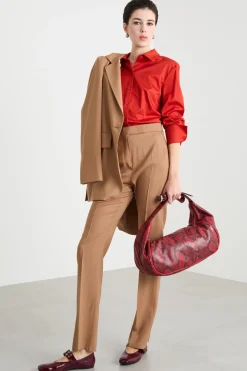 Camicia dritta con polsini alti - Rosso