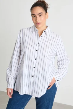 Camicia dritta e ampia - Blu Bianco