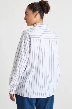 Camicia dritta e ampia - Blu Bianco