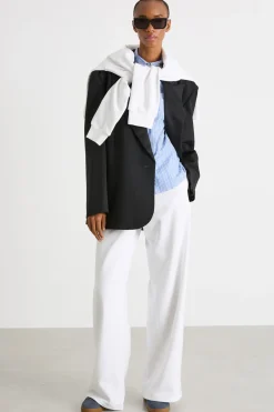 Camicia dritta in popeline - Azzurro