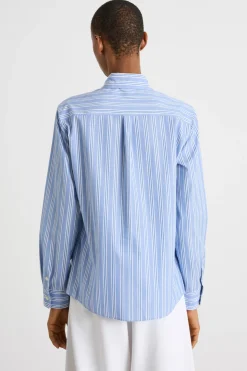 Camicia dritta in popeline - Azzurro