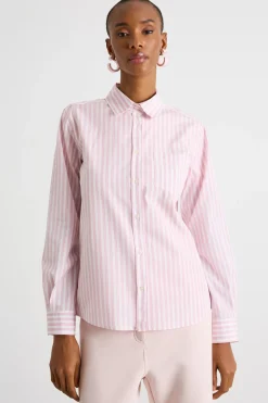 Camicia dritta in popeline - Rosa