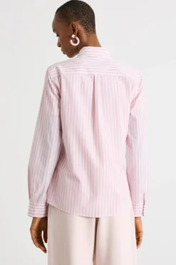 Camicia dritta in popeline - Rosa